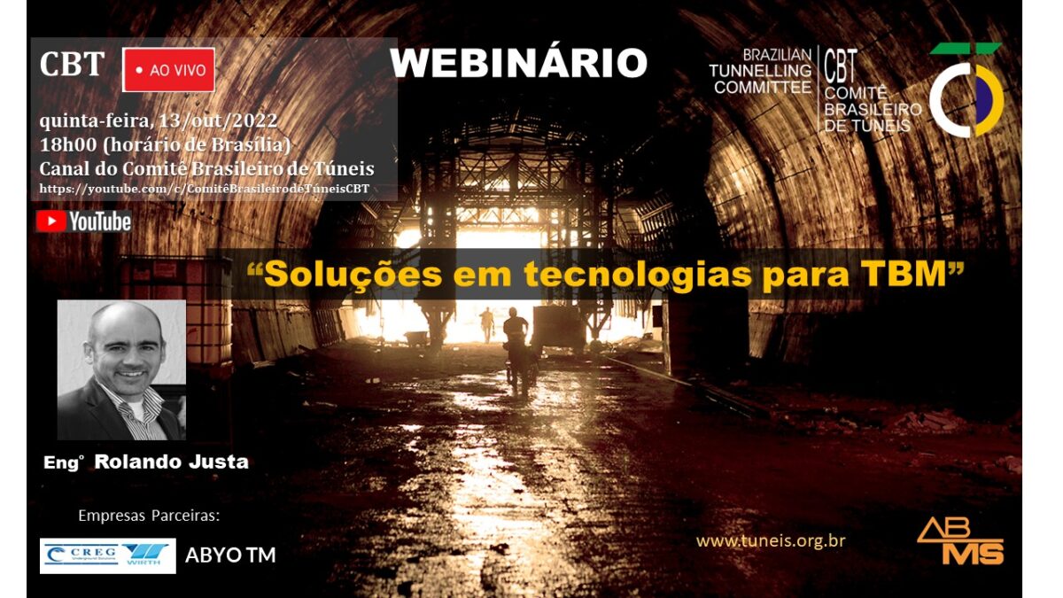 Soluções em tecnologias para TBM, será tema do próximo Webinário do CBT, dia 29/09.