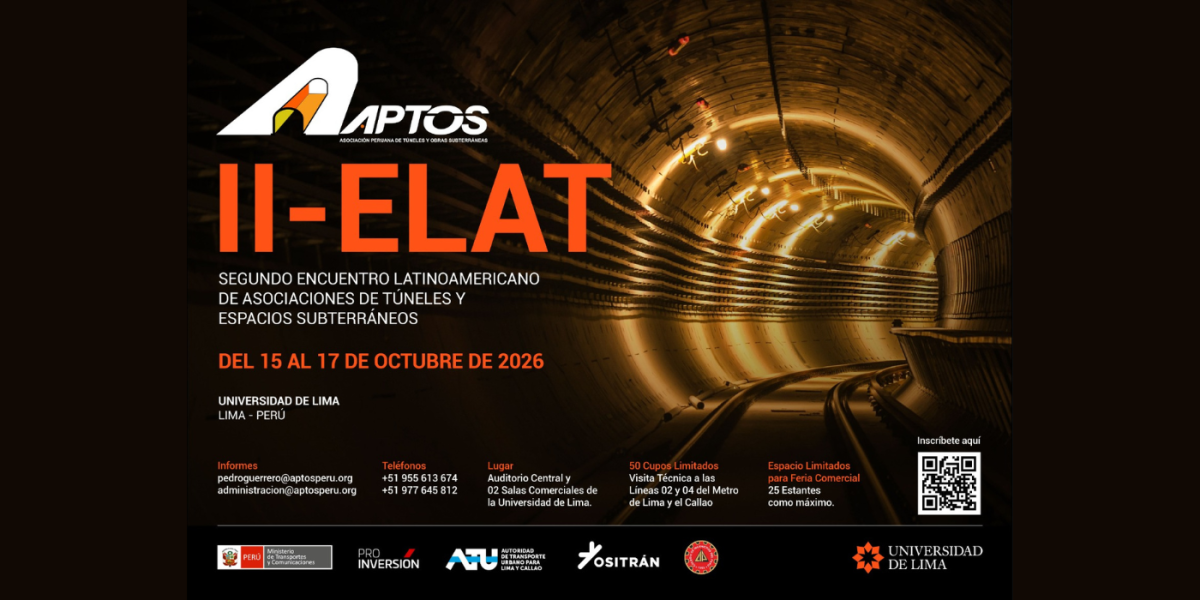 II-ELAT: Lima sediará o Segundo Encontro Latino- Americano de Associações de Túneis e Espaços Subterrâneos em outubro de 2026