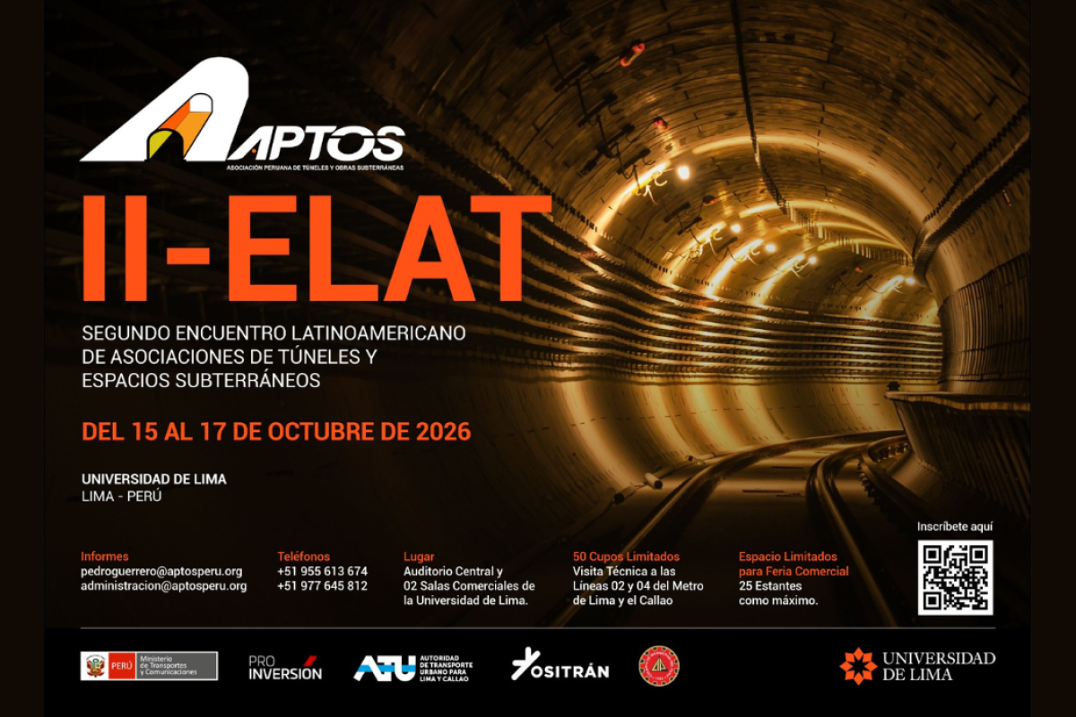 II-ELAT: Lima sediará o Segundo Encontro Latino- Americano de Associações de Túneis e Espaços Subterrâneos em outubro de 2026